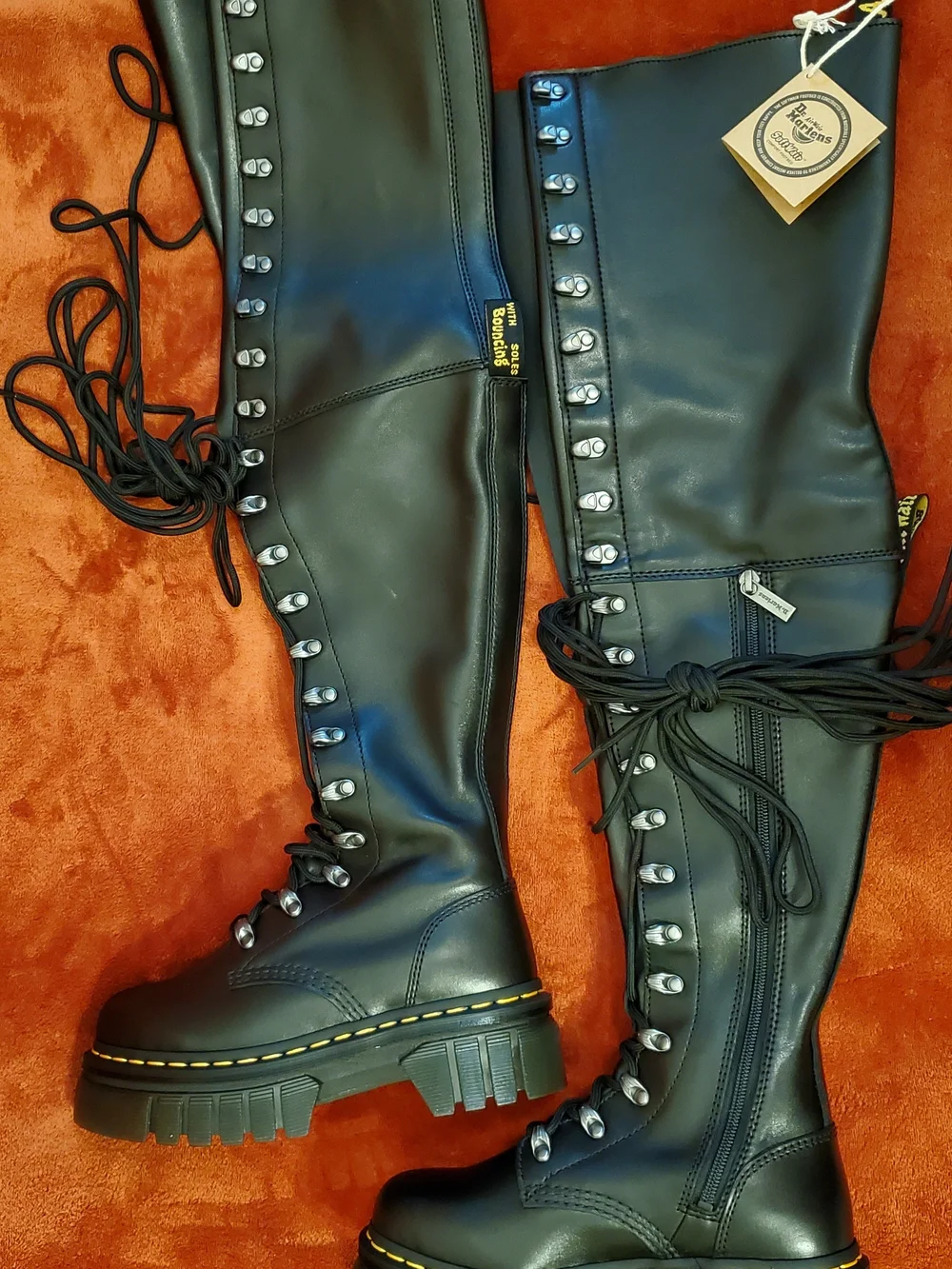 NEW Dr. Martens Women’s Black Leather Knee-High/Over The Knee Combat Boots